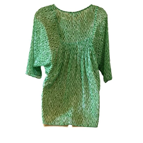 Michael Kors Green & White 3/4 Sleeve Tunic Pullover Top Women's Size Medium - Picture 5 of 6